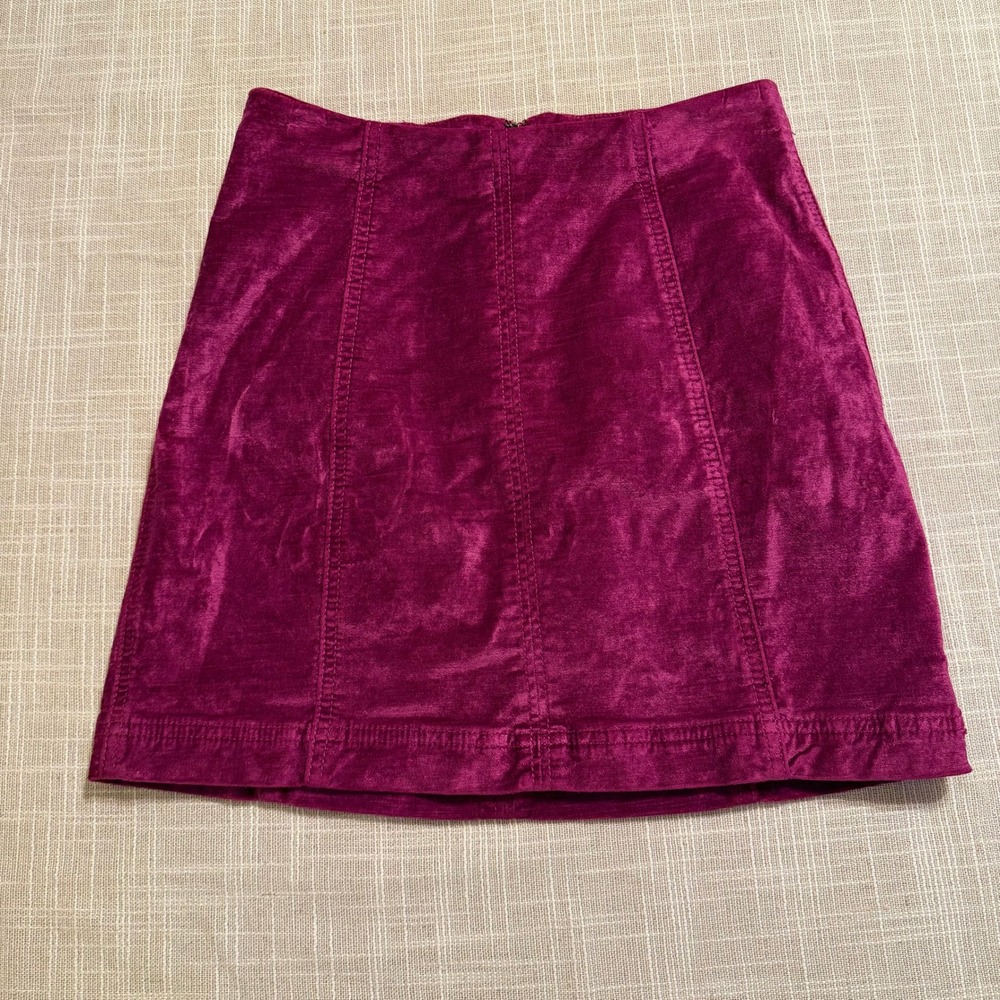 Free People Modern Femme Mini Skirt‎ Velvet Magenta Pink Size 0 High Waisted